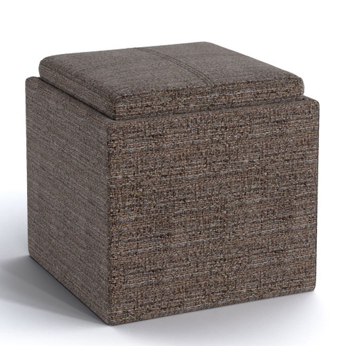 Rockwood - Cube Storage Ottoman With Tray - Mink Brown
