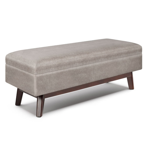 Owen - Rectangular Storage Ottoman - Distressed Gray Taupe