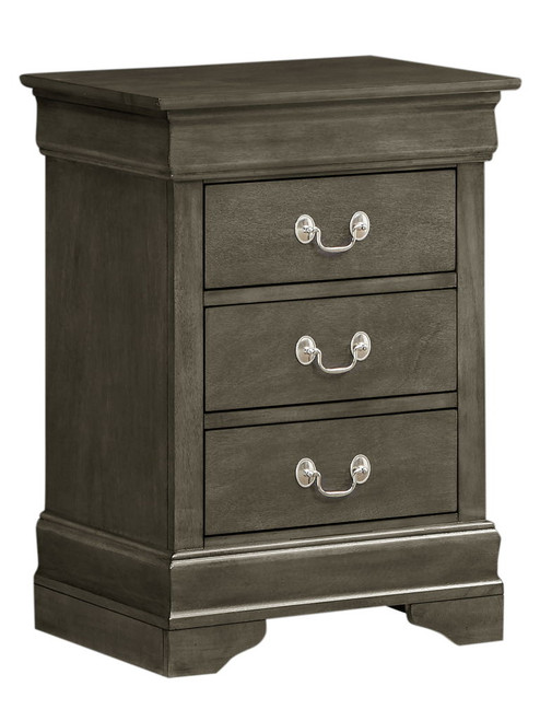 Louis Phillipe - 3 Drawer Nightstand - Gray