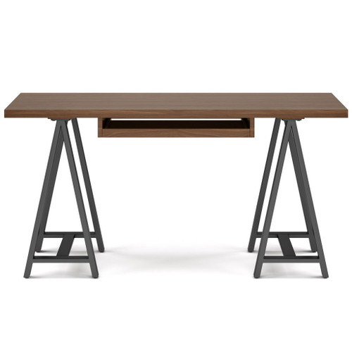 Sawhorse - Solid Walnut Veneer And Metal Desk - Walnut