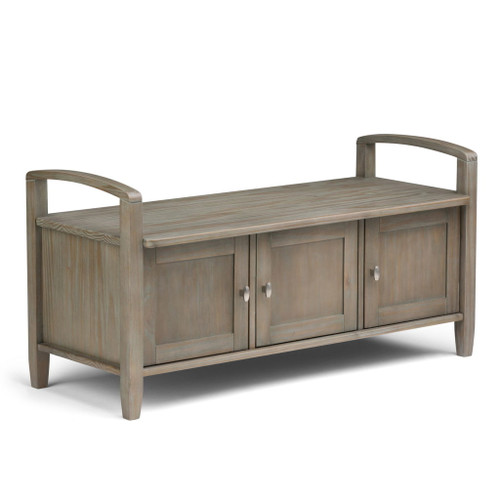 Warm Shaker - Entryway Storage Bench - Distressed Gray