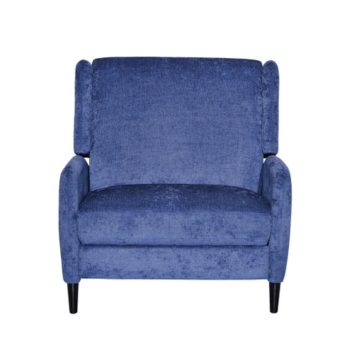 Oversized Textured Pushback Recliner - Navy Blue / Dark Brown