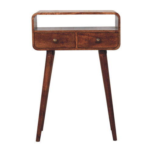 Mini Curved Console Table - Caramel