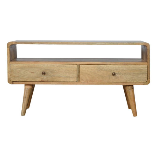 Curved Media Unit - Oak