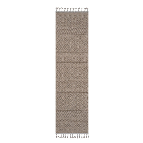 Guros - 2' X 8' Geometric Indoor / Outdoor Area Rug - Mocha