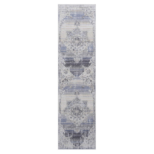 Payas - 2' X 8' Medallion Runner Rug - Cream / Blue