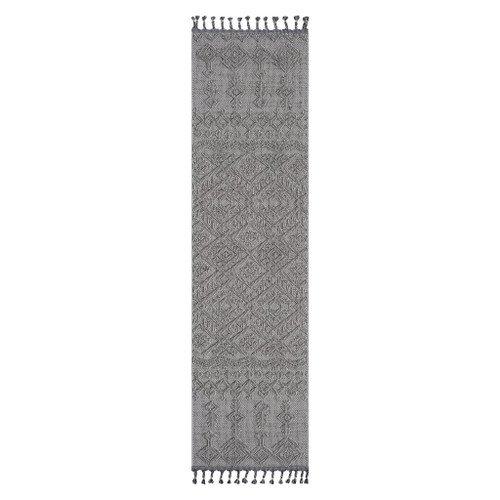 Guros - 2' X 8' Traditional Indoor / Outdoor Area Rug - Gray / White