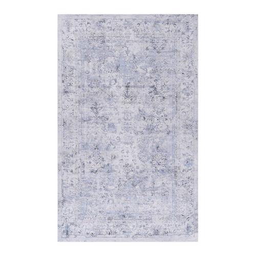 Maval - 3' X 5' Washable Area Rug - Blue / Cream