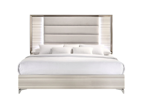 Star - King Bed With LED - White