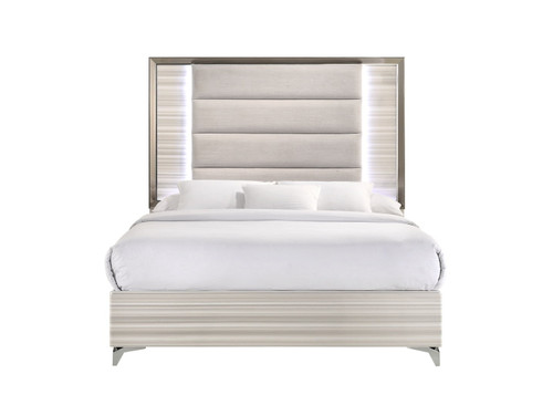 Star - Queen Bed With LED - White