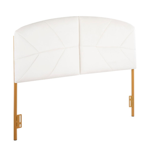 Lindsey - Queen Headboard Contemporary Glam - Gold / White