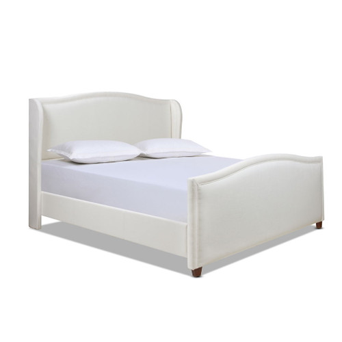 Carmen - King Upholstered Wingback Panel Bed Frame - Antique White