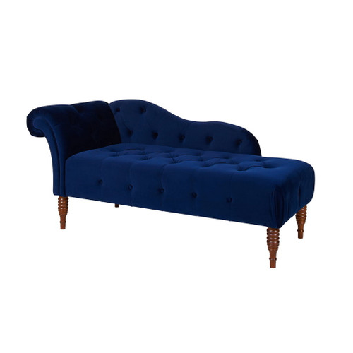 Samuel - Tufted Roll Arm Chaise Lounge - Navy Blue