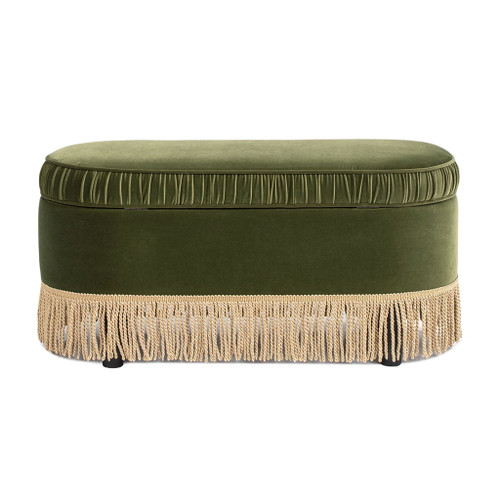Serena - Oval Storage Bench Ottoman - Olive Green