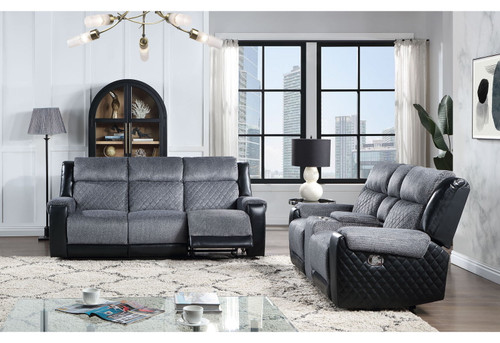 Alicia - Reclining Sofa And Loveseat - Gray / Black
