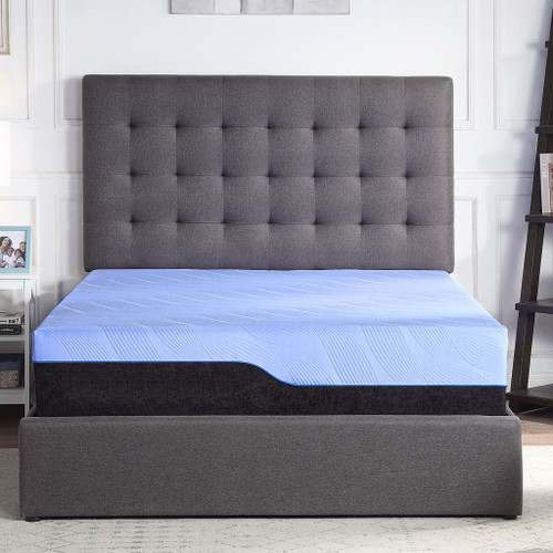 Refresh - 12" California King Size Hybrid Cooling Gelcare Memory Foam And Coil Mattress - Blue