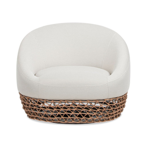 Willow - Upholstered Woven Patio Deep Seating Armchair, Wicker Frame - Wheat Beige / Golden Brown
