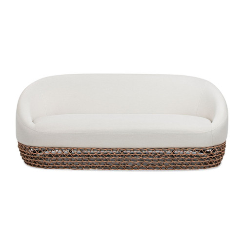 Willow - Upholstered Woven Patio Deep Seating Sofa, Wicker Frame - Wheat Beige / Golden Brown