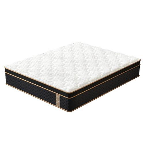 10" King Plush Hybrid Mattresses With Memory Foam, Individual Pocket Spring Motion Isolation Edge Support - White / Black
