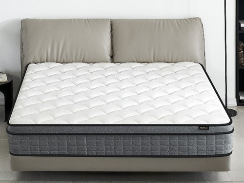 12" Twin Hybrid Mattress A Box, Pillow Top Bed Cushion With Gel Infused Memory Foam, Breathable And Hypoallergenic, Medium Firm For Lumbar Support - White / Gray