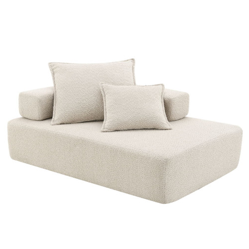 Lounge Frame For Oversized Modular U Shaped Sectional Floor Couch Convertible Compressed Couch, Spacious Foam Filled Sofa - Beige