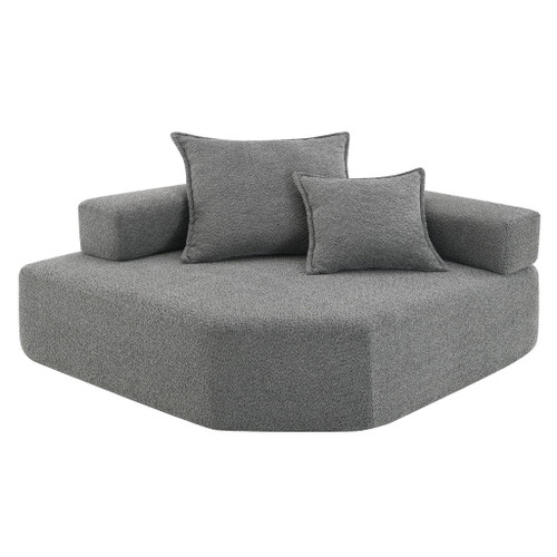 Corner Frame For Oversized Modular U Shaped Sectional, Floor Couch Convertible Compressed Couch Spacious Foam Filled Sofa - Gray