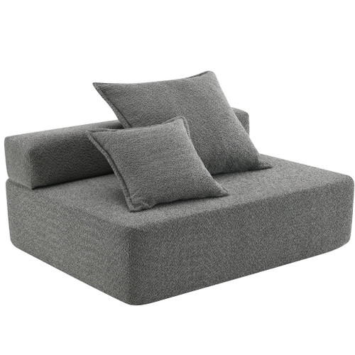 Loveseat Frame For Oversized Modular U Shaped Sectional Floor Couch Convertible Compressed Couch, Spacious Foam Filled Sofa - Gray
