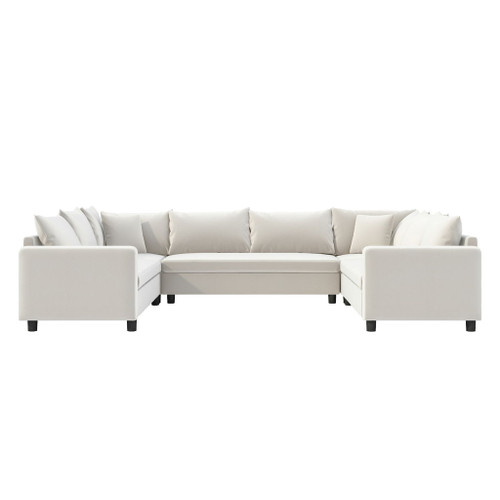 Modular Sectional Reversible U Shaped Couch Set, Free Combination Minimalist Style, Oversized 8 Seat Convertible Sofa - Cream