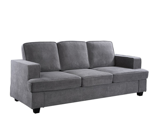 Modern Sofa, Comfortable 3 Seater Couch With Deep Seating And High Density Foam, Loose Back Cushions, Wide Arms - Gray