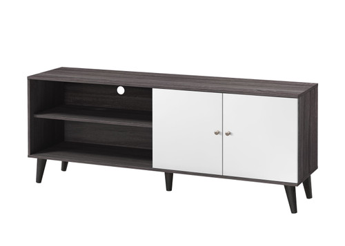 Amidon - TV Stand For Tvs Up To 63", With 2 Storage Shelves & 1 Cabinet, Modern Entertainment Centre For TV In Living Room - Dark Gray / White