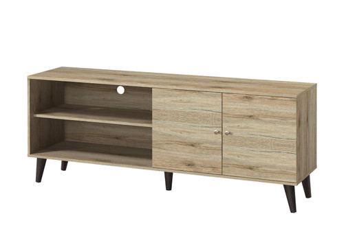 Amidon - TV Stand For TV's Up To 63", With 2 Storage Shelves & 1 Cabinet, Modern Entertainment Centre For TV In Living Room - Oak