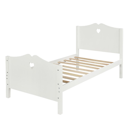 Twin Platform Bed With Slat Support And Headboard And Footboard - White