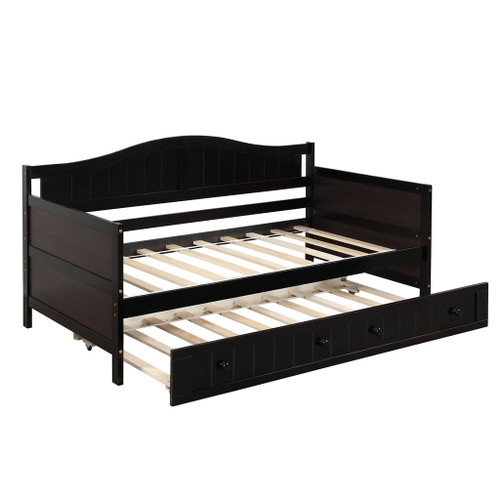 Twin Daybed With Trundle , Sofa Bed For Bedroom Living Room - Espresso
