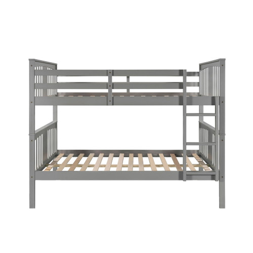 Full Over Full Bunk Bed With Ladder For Bedroom - Gray