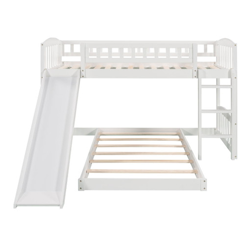 Twin Over Twin Bunk Bed & Slide And Ladder - White