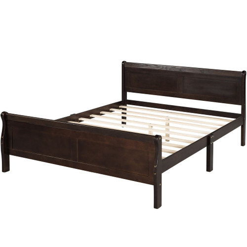 Full Size Platform Bed With Headboard And Slat Support - Espresso