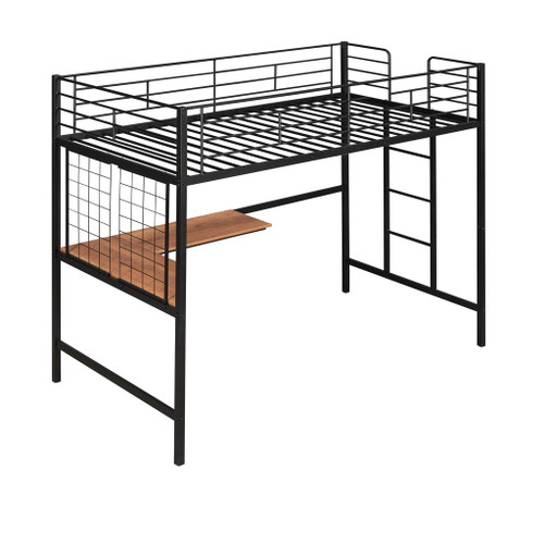 Twin Loft Bed With Desk And Grid - Black