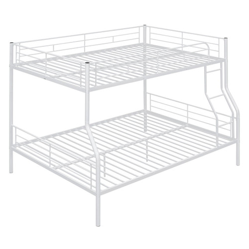 Full Long Over Queen Metal Bunk Bed - White