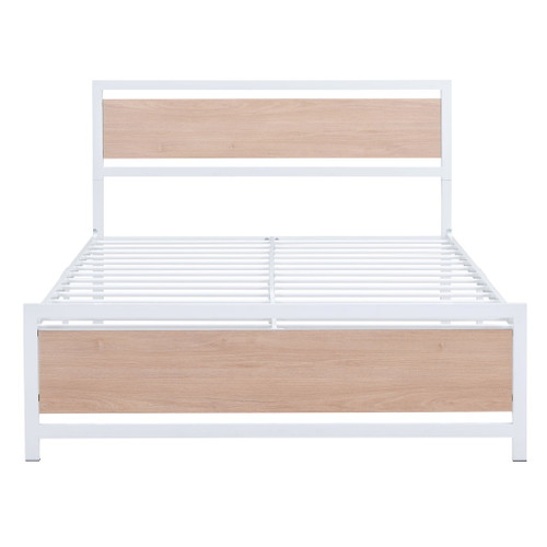 Full Size Platform Bed, Frame With Headboard And Footboard - White