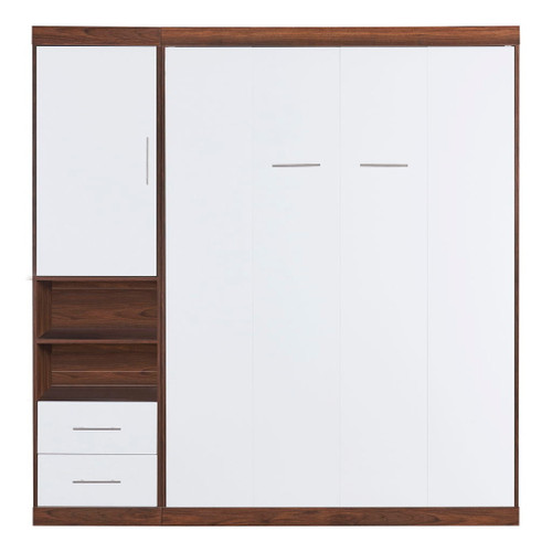 Full Size Murphy Wall Bed With Cabinet - White