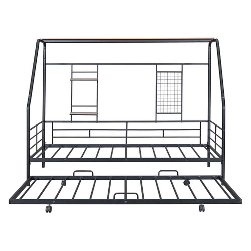 Twin Size Playhouse Design Bed With Trundle - Black