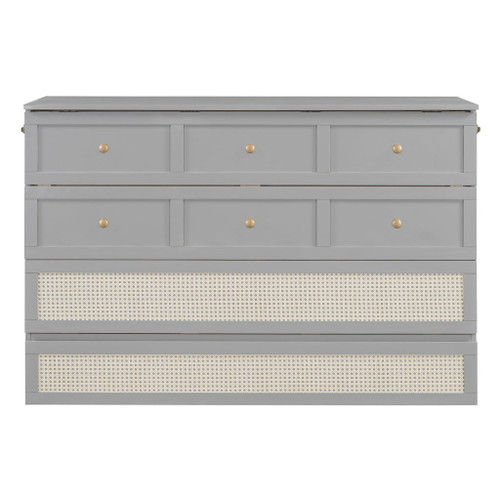 Queen Murphy Bed With Large Drawers - Gray