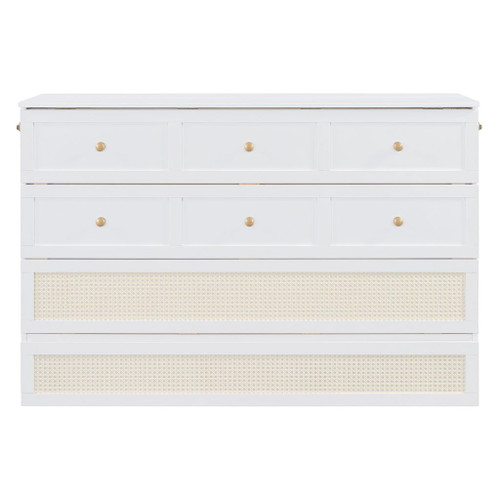 Queen Murphy Elegant Bed With Large Drawers - White