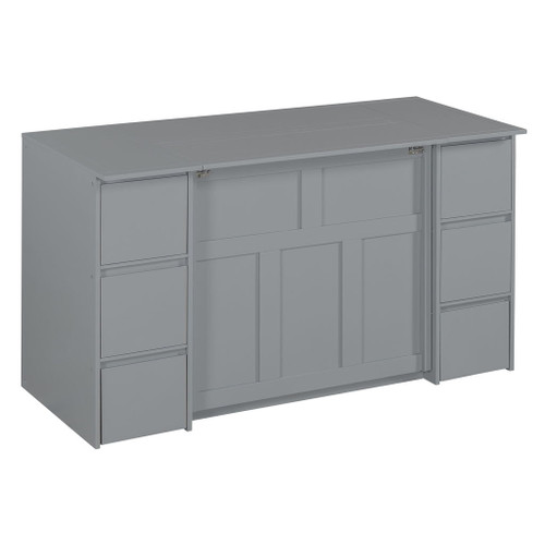 Twin Size Murphy Bed With Drawers, Cabinets, USB Ports Material - Gray