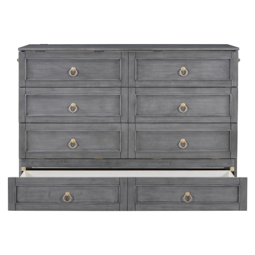 Queen Murphy Elegant Bed With Spacious Drawers - Gray