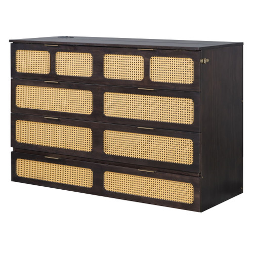 Queen Murphy Bed With Large Drawers - Espresso