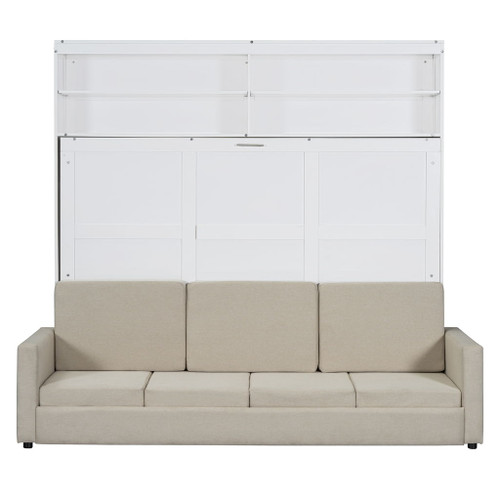 Queen Size Murphy Wall Bed With Sofa - White