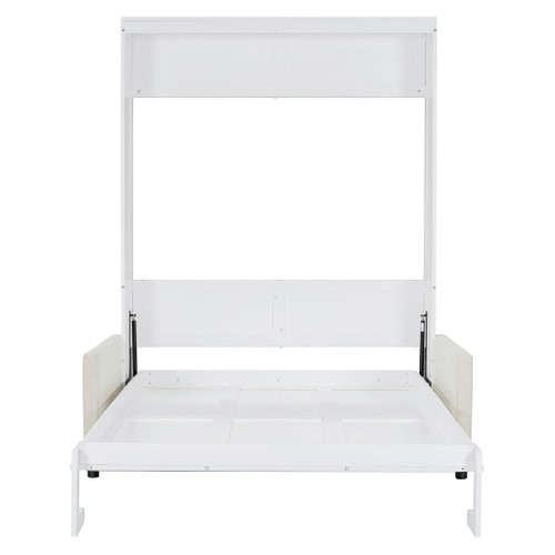 Full Size Murphy Wall Bed With Cushion - White