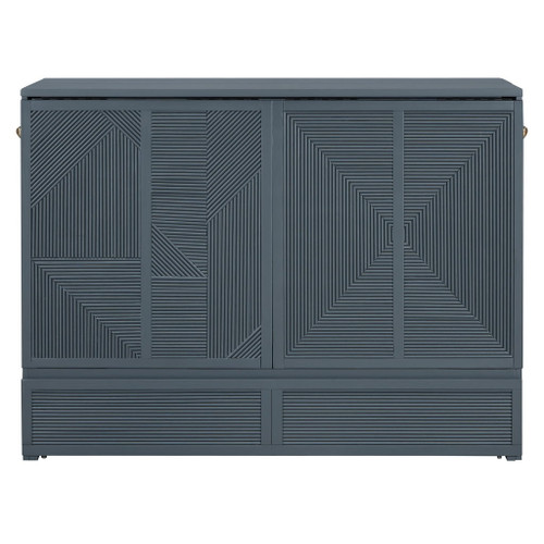 Full Size Murphy Bed With Large Drawer, USB Ports And Outlets - Gray