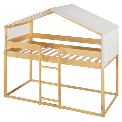 Twin Over Twin Bunk Bed With Tent - Natural